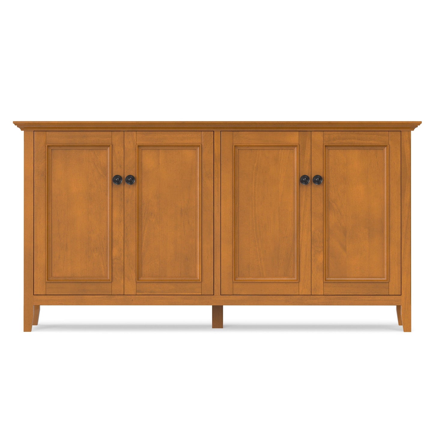 Amherst 4-Door Storage Cabinet warm wood finish paneled doors black knobs on Tampa Home & Garden Store
