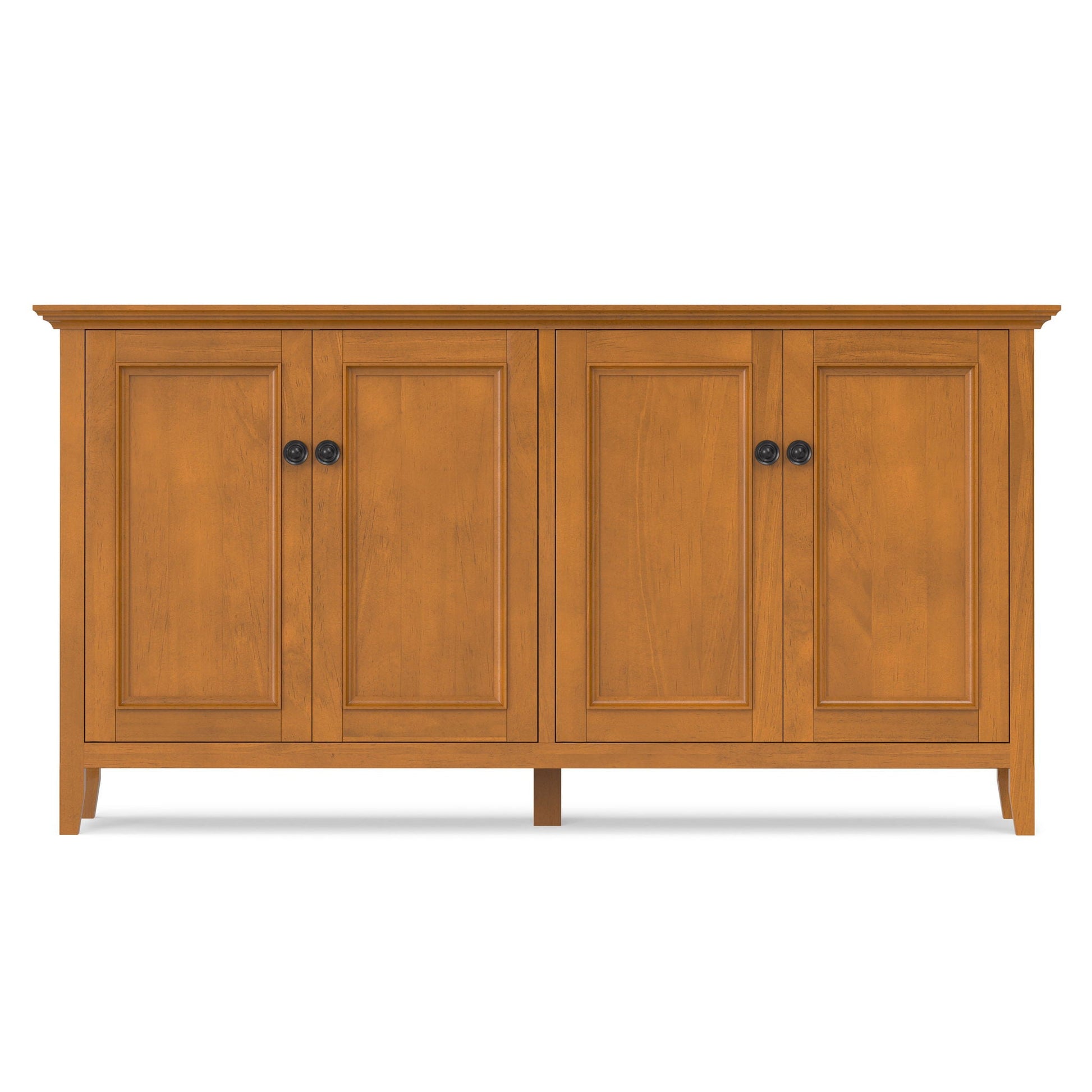 Amherst 4-Door Storage Cabinet warm wood finish paneled doors black knobs on Tampa Home & Garden Store