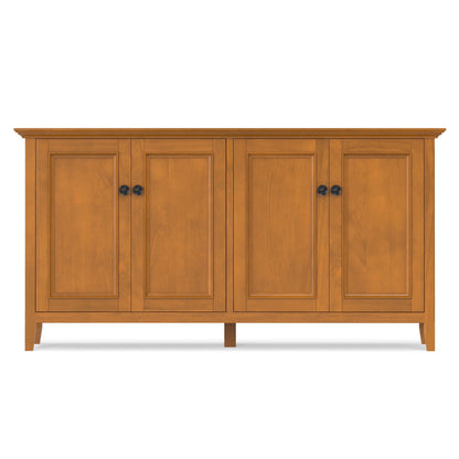 Amherst 4-Door Storage Cabinet warm wood finish paneled doors black knobs on Tampa Home & Garden Store