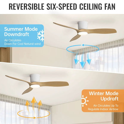 Flush Mount Ceiling Fan with Dimmable Led Light