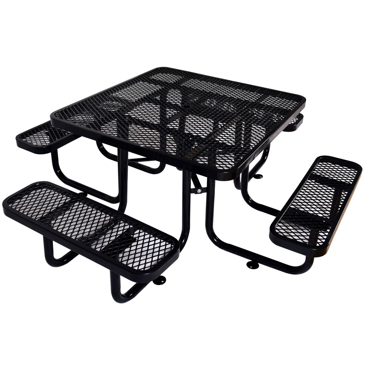 Square Outdoor Steel Picnic Table with Umbrella