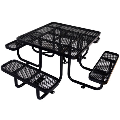 Square Outdoor Steel Picnic Table with Umbrella