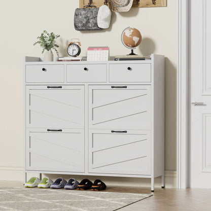 Shoe Cabinet With Flip Drawers and Hidden Storage
