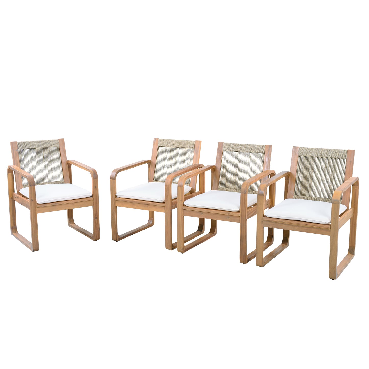 Two Outdoor Dining Chairs and Acacia Wood Rope