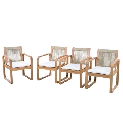 Two Outdoor Dining Chairs and Acacia Wood Rope