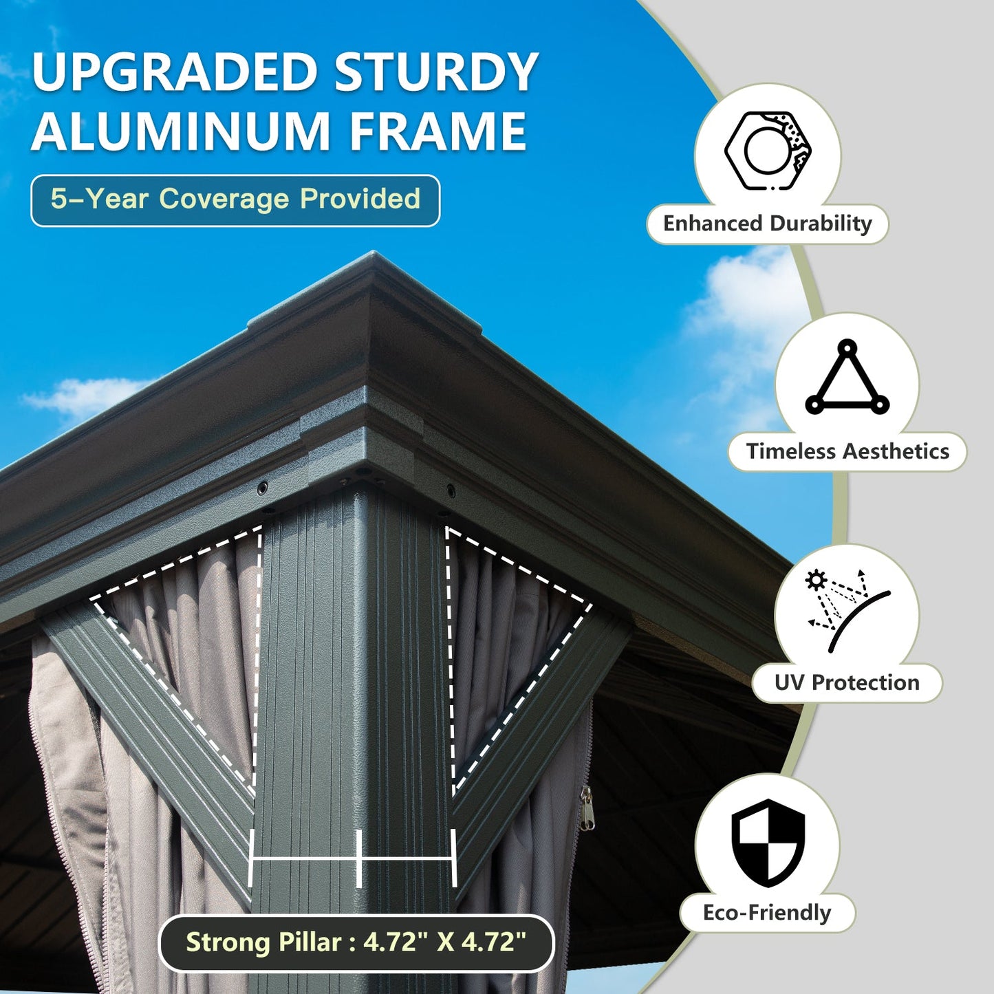 10x12 Outdoor Hardtop Gazebo and Aluminum Frame