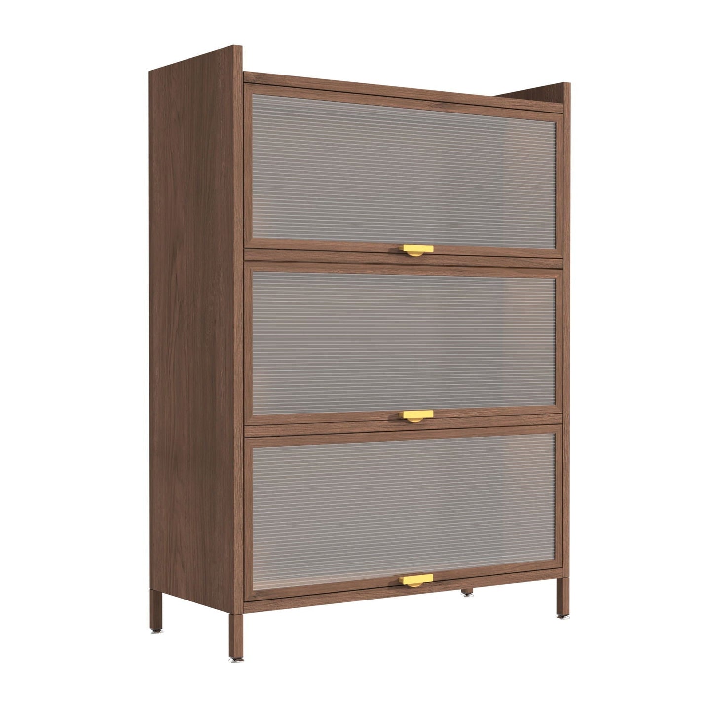Flip Doors Cabinet tall display cabinet with frosted glass panels and gold pulls on Tampa Home & Garden Store