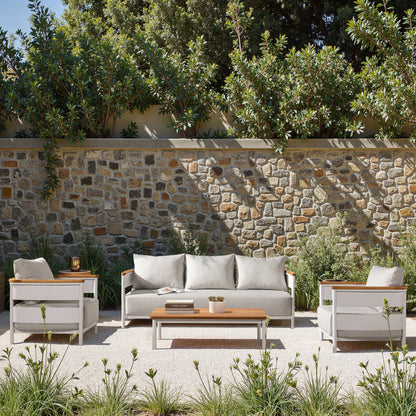 Rhodes 2pc Teak and Aluminum Outdoor Sofa Set