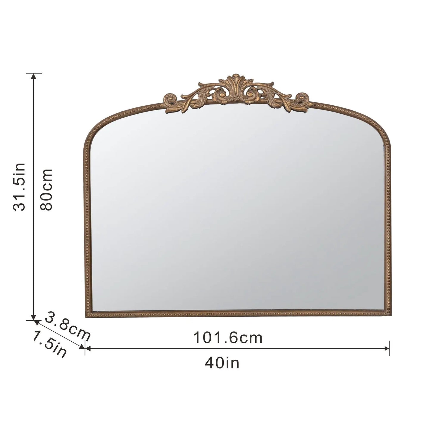 Arch Mirror by Unique Piece Furniture, Baroque-inspired wall mirror with gold ornate frame on Tampa Home & Garden Store