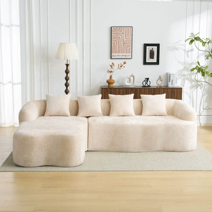 Modular L-Shape Sectional Sofa With Curved Chaise In Beige Fabric on Tampa Home & Garden Store