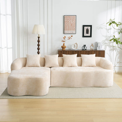 Modular L-Shape sectional sofa with curved chaise in beige fabric by HouseOfZazla on Tampa Home & Garden Store