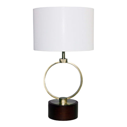 Nordic Home Bedroom Table Lamp with white shade and circular metal ring by HouseOfZazla on Tampa Home & Garden Store