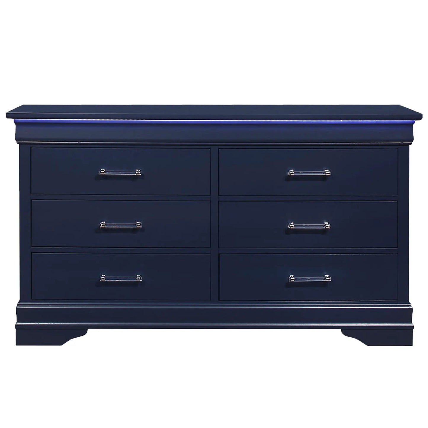 Charlston Dresser With LED in navy finish with chrome handles by Unique Piece Furniture on Tampa Home & Garden Store
