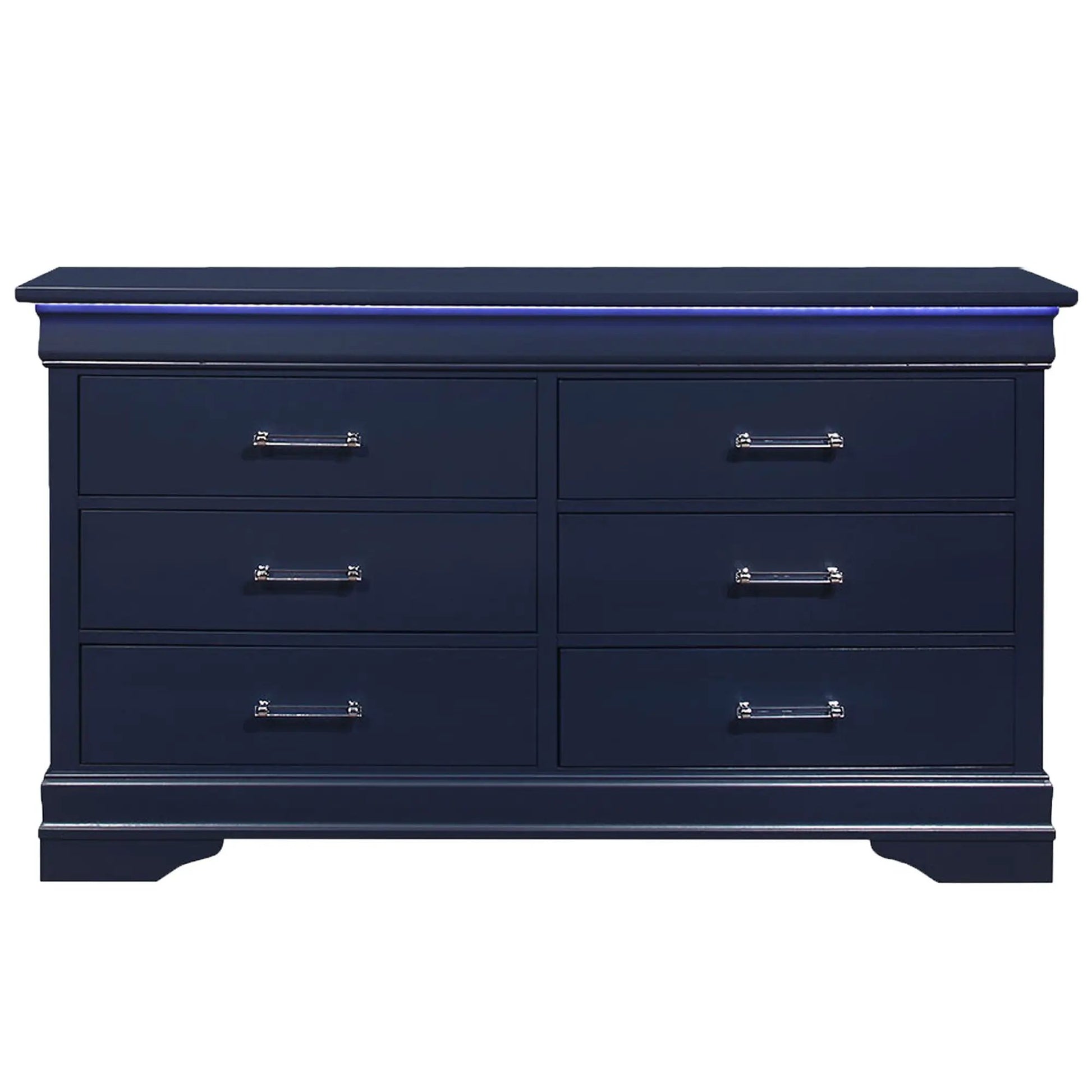 Charlston Dresser With LED in navy finish with chrome handles by Unique Piece Furniture on Tampa Home & Garden Store