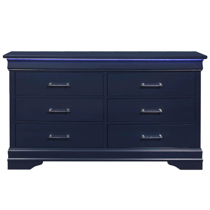Charlston Dresser With LED in navy finish with chrome handles by Unique Piece Furniture on Tampa Home & Garden Store
