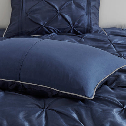 Navy King Size 7 Piece Tufted Comforter Set