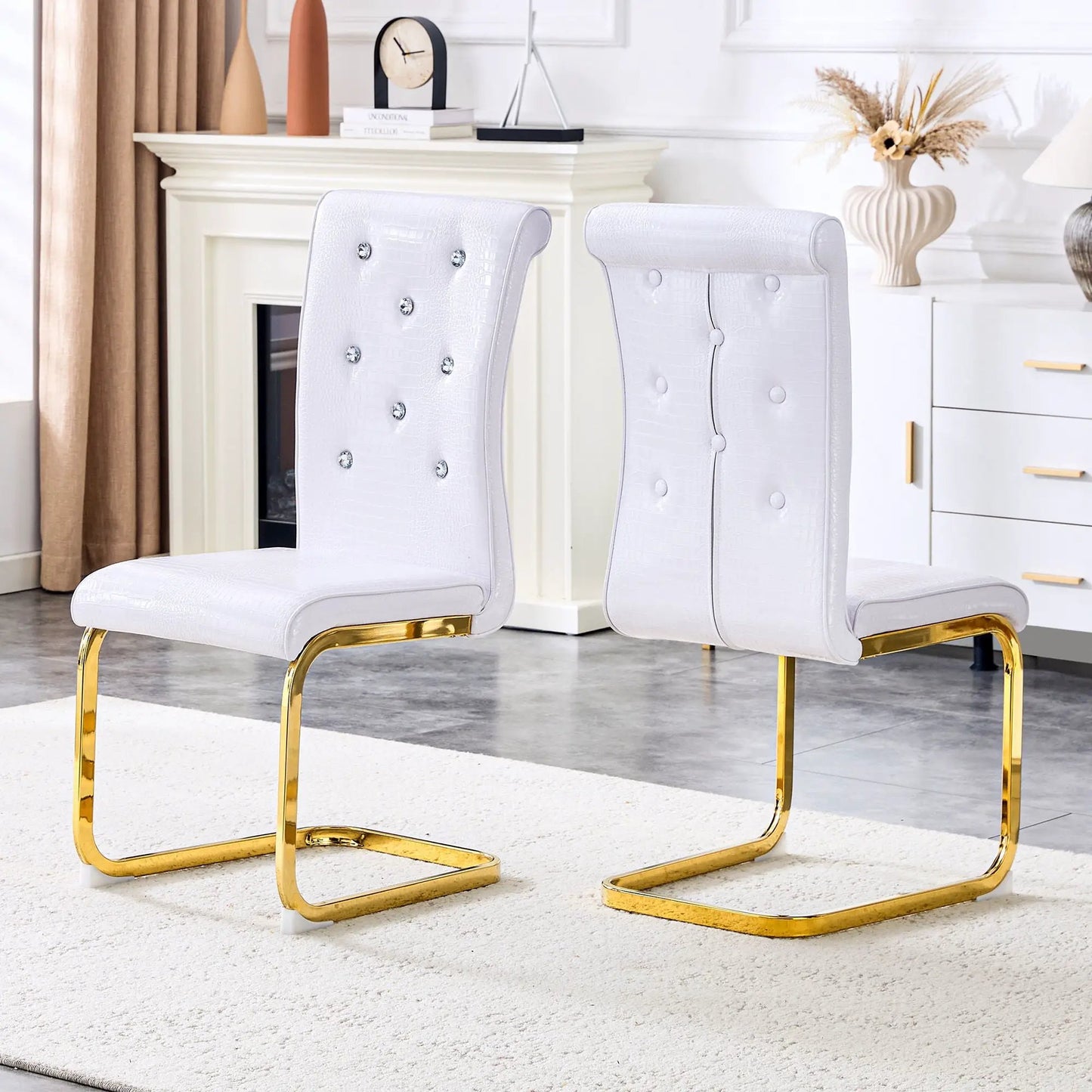 Elegant Faux Alligator Upholstered Dining Chairs