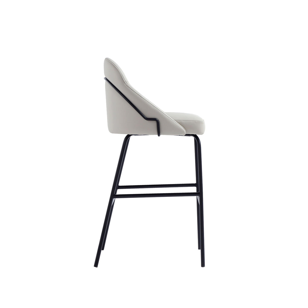 Gracie Upholstered Barstool, bar height 28-30, light gray upholstery with black metal frame on Tampa Home & Garden Store