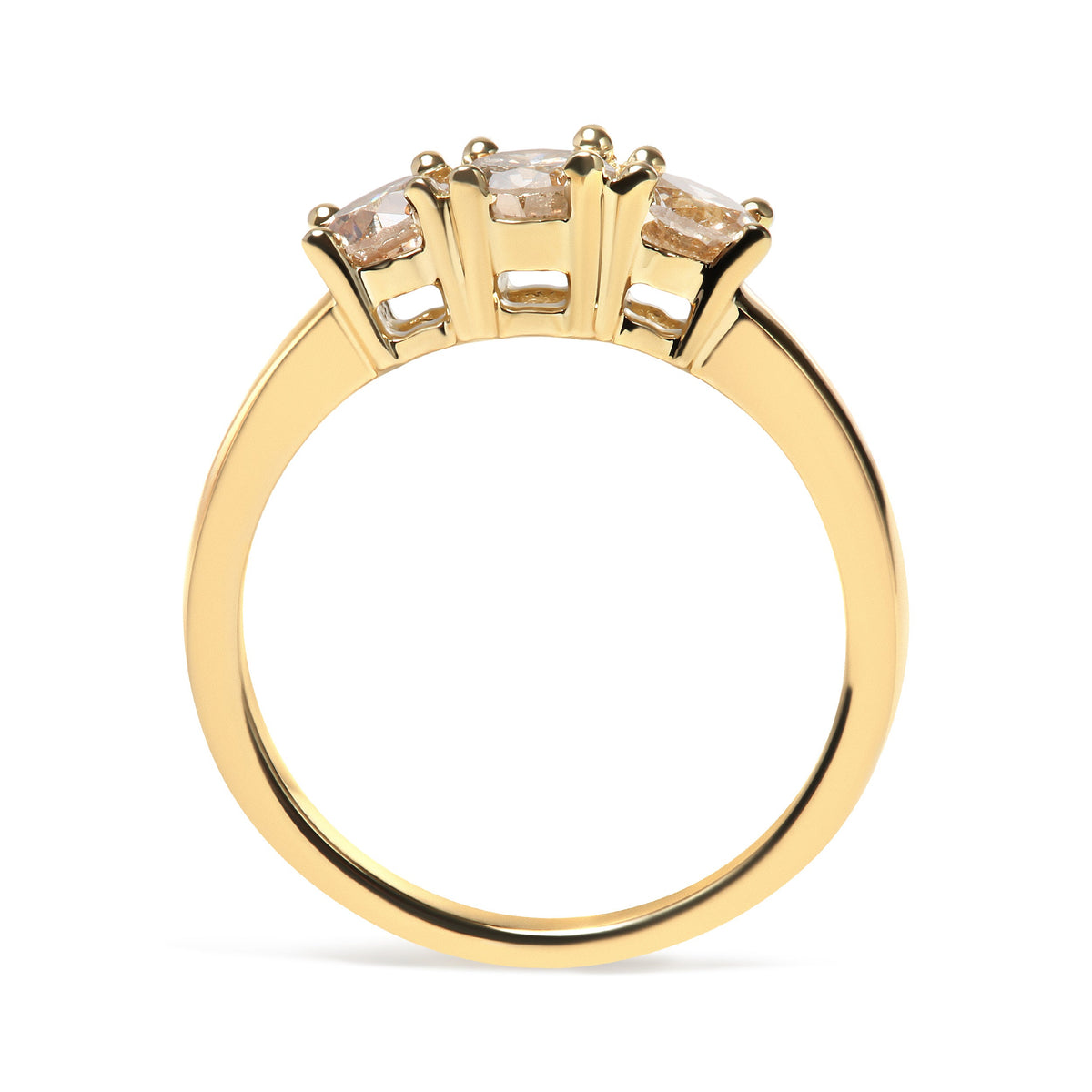 Ring 10K yellow gold champagne diamond 3-stone band, size 7 on Tampa Home & Garden Store
