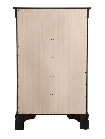 Louis Philippe accent chest back view in natural wood with black trim HouseOfZazla on Tampa Home & Garden Store