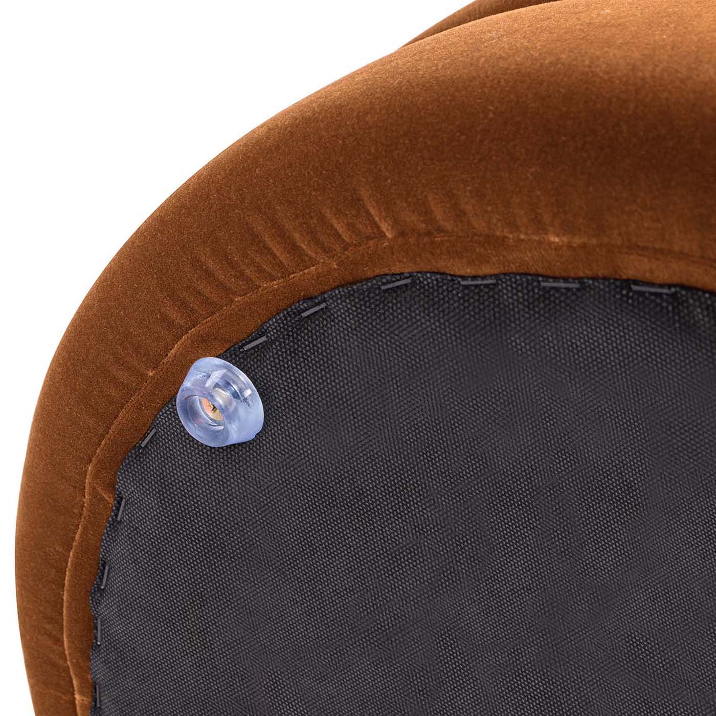 Fuji Oversized Round Storage Ottoman brown suede cover with black fabric underside on Tampa Home & Garden Store