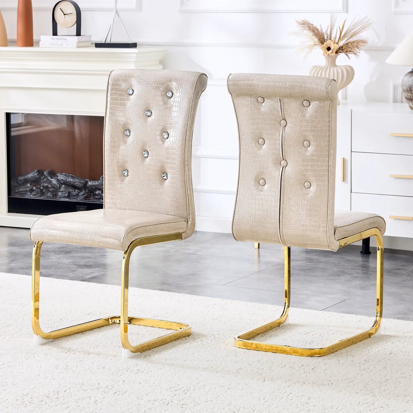Elegant Faux Alligator Upholstered Dining Chairs
