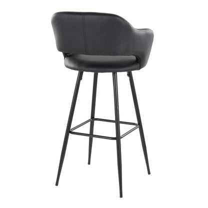 Contemporary fixed-height black barstool set of 2 with square footrest, HouseOfZazla on Tampa Home & Garden Store
