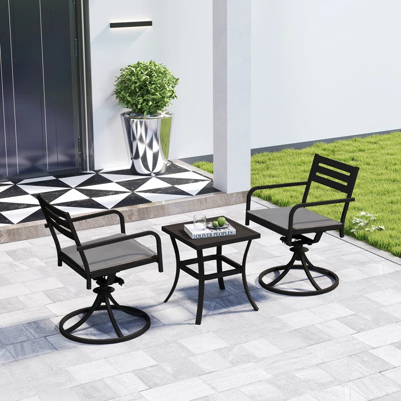 Outdoor Metal Swivel Patio Chairs and Table