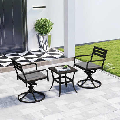 Outdoor Metal Swivel Patio Chairs and Table
