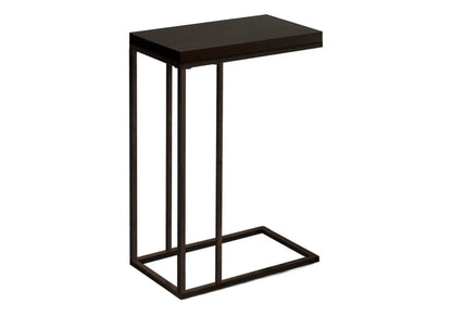 C-Shaped Accent Table with dark wood top and metal frame for living room on Tampa Home & Garden Store