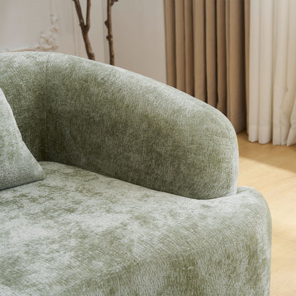 Modular L-Shape Sectional Sofa With Curved Chaise sage green textured fabric curved arm on Tampa Home & Garden Store