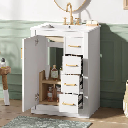 Modern Bathroom Vanity With 1 Door and 3 Drawers