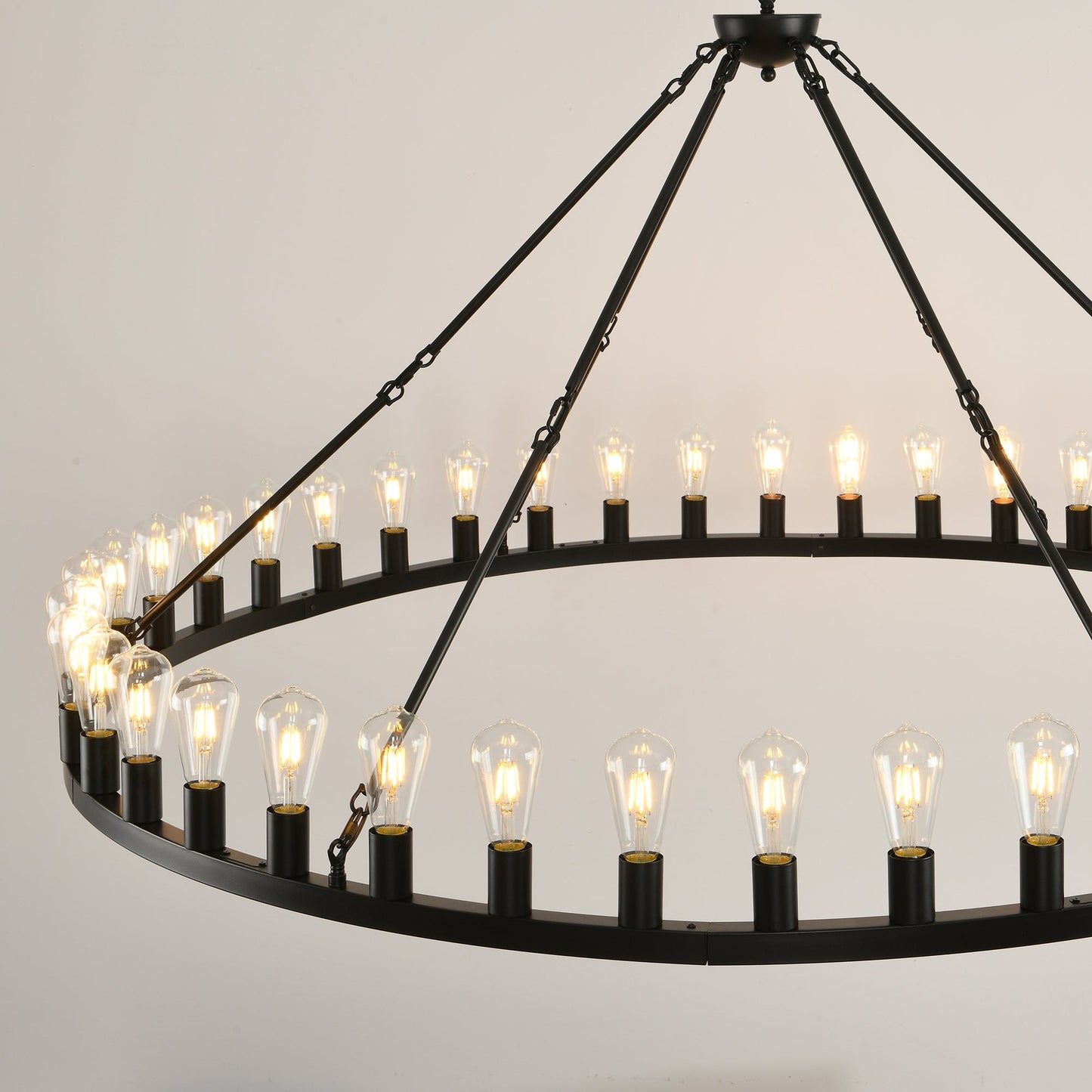 64 Inch Matte Black Wagon Wheel Chandelier with 30 Lights by HouseOfZazla on Tampa Home & Garden Store