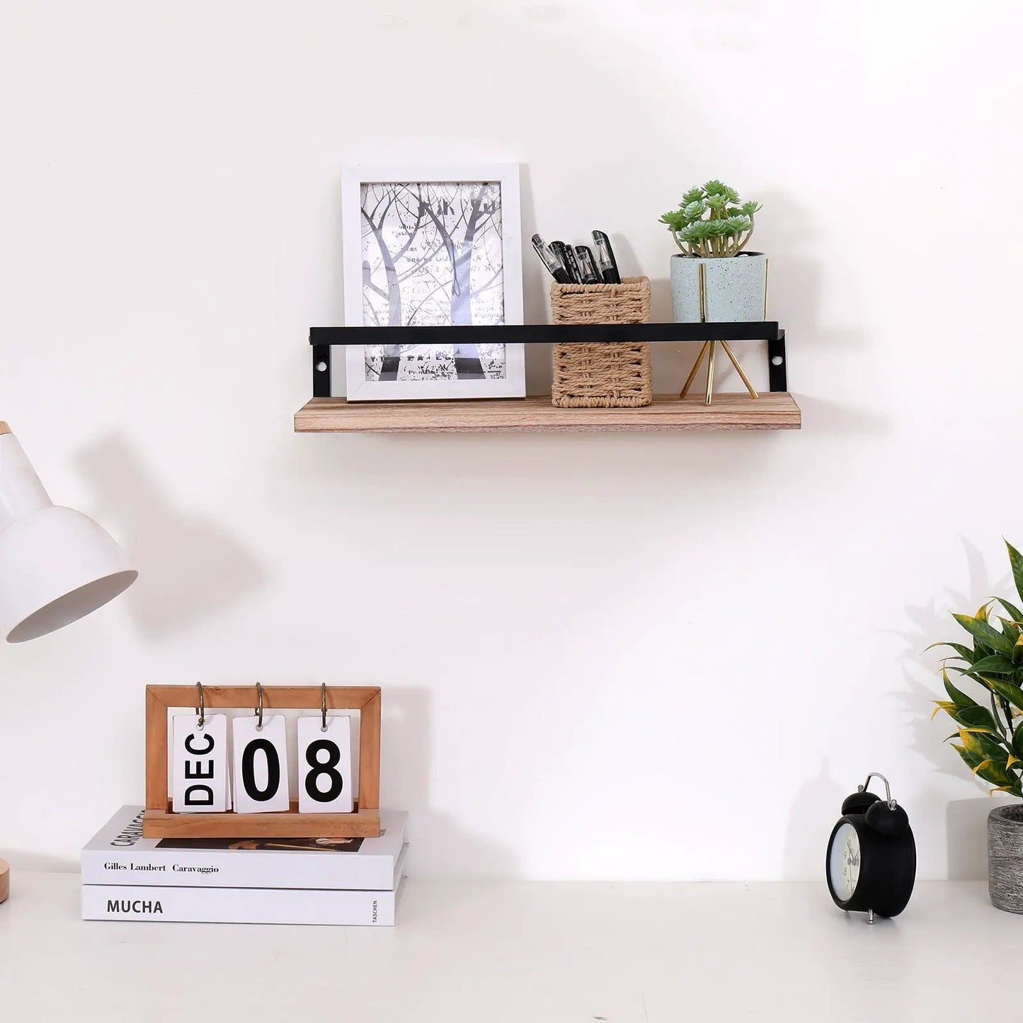 Natural Wood Floating Shelves 2 for Bedroom