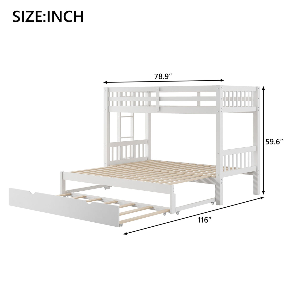 Smooth Mobility Bunk Bed With Trundle white wood bunk bed with guard rails on Tampa Home & Garden Store