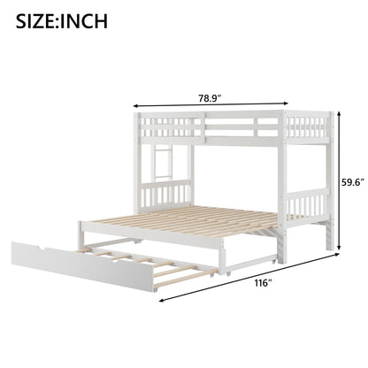 Smooth Mobility Bunk Bed With Trundle white wood bunk bed with guard rails on Tampa Home & Garden Store