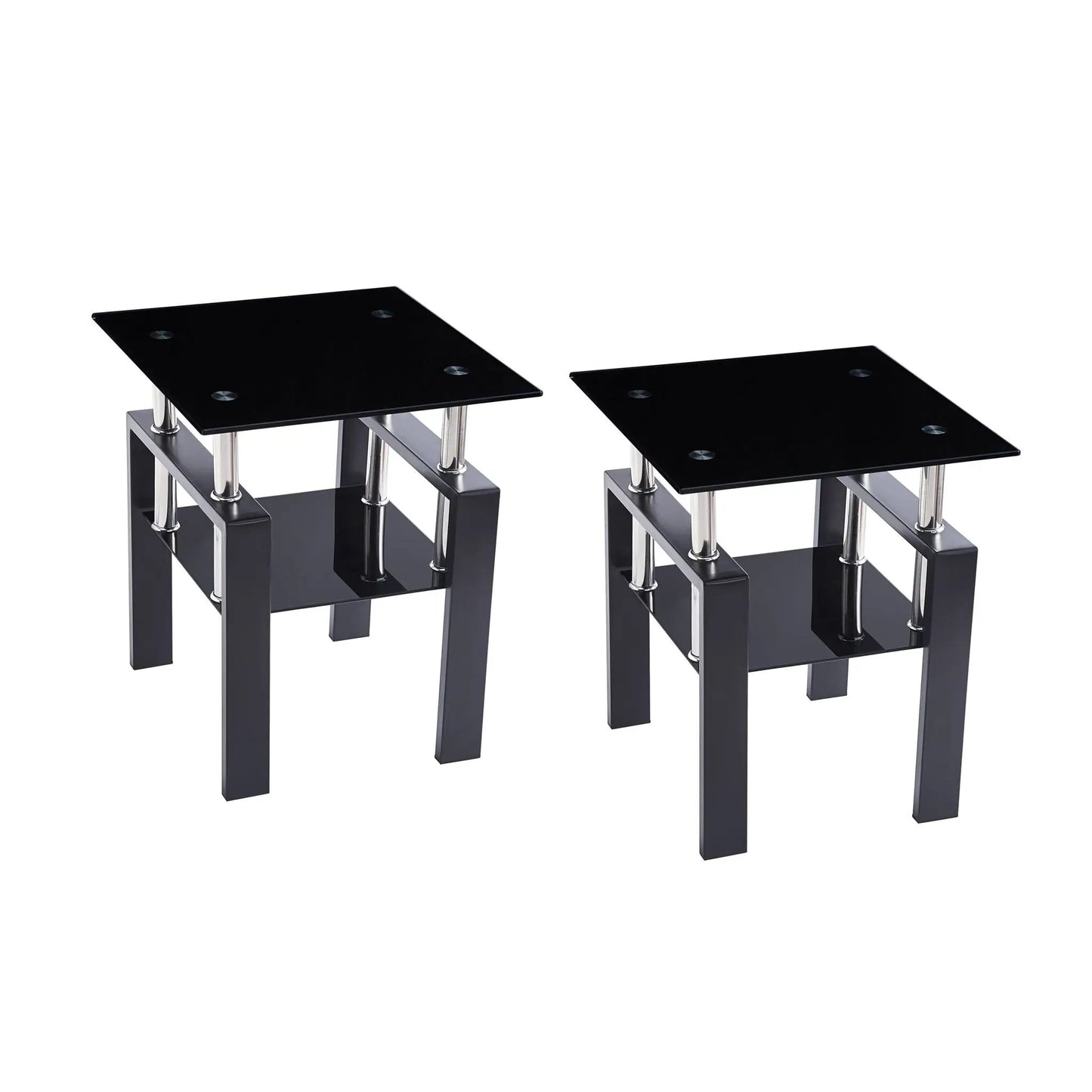 Tempered Glass Table With Storage For Living Room
