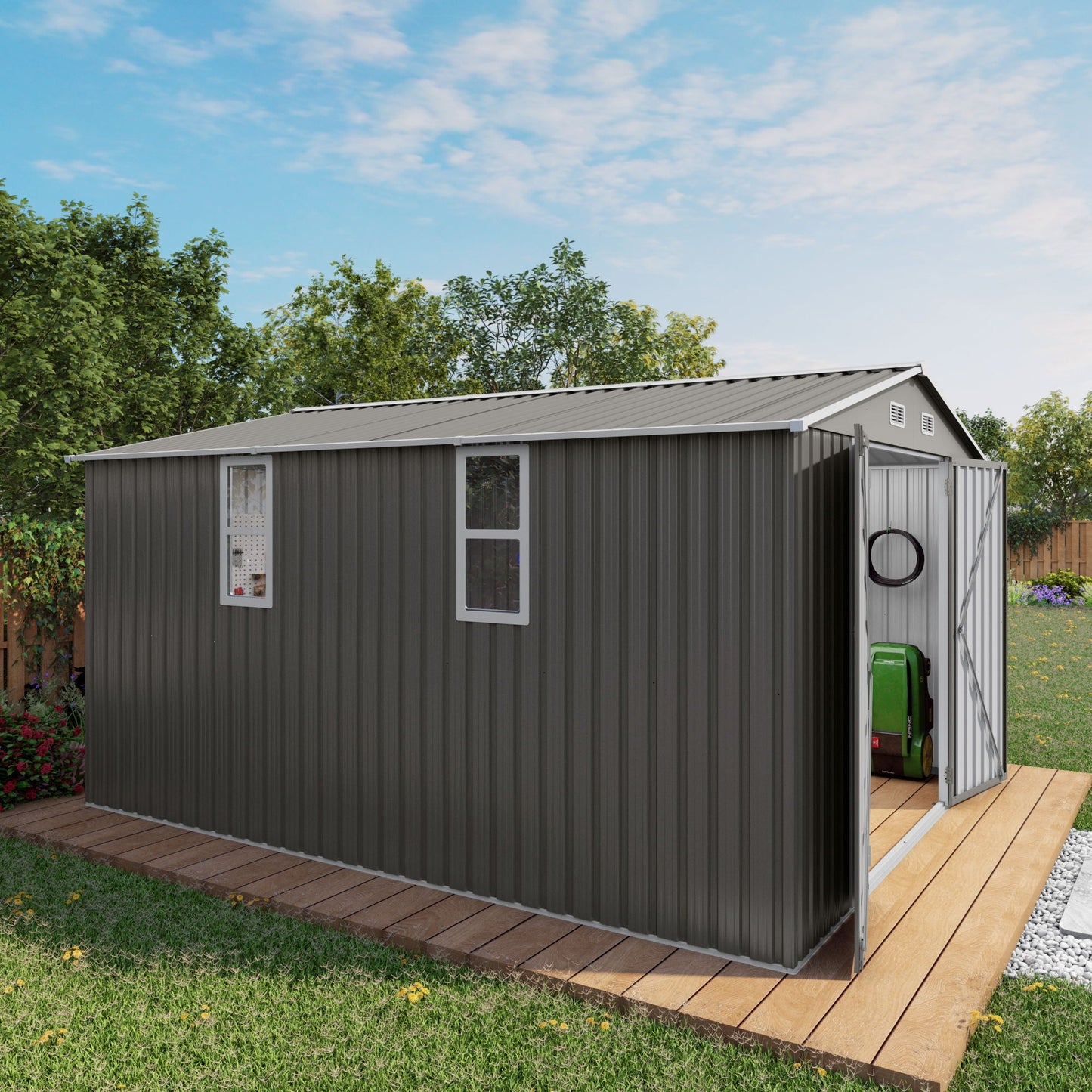 Outdoor Metal Storage Shed With Lockable Doors