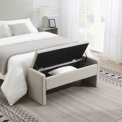 Modern Upholstered Bed End Bench with Storage