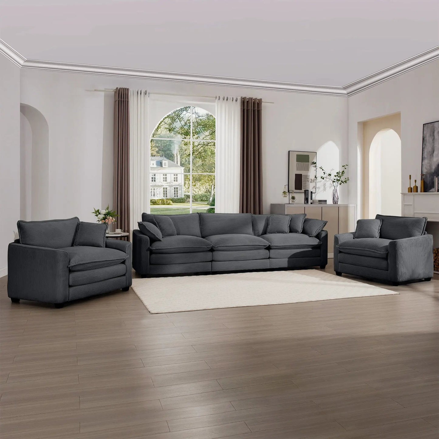 Elegant Sectional Sofa Set with Deep Seats