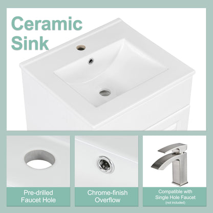 White ceramic bathroom vanity sink with pre-drilled faucet hole, HouseOfZazla on Tampa Home & Garden Store