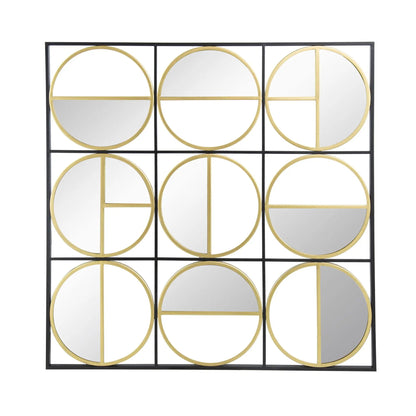 Accent mirror panel with gold circular frames in a black grid by Unique Piece Furniture on Tampa Home & Garden Store