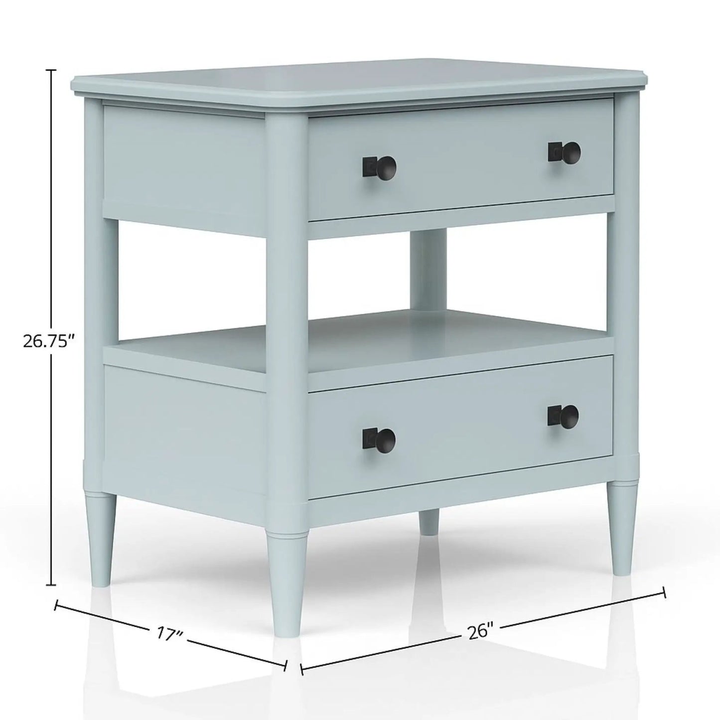 Open Nightstand With 2 Drawers and Felt Lined Top