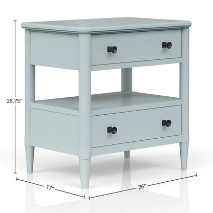 Open Nightstand With 2 Drawers and Felt Lined Top