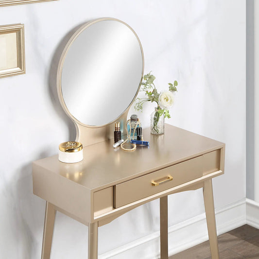 Maly gold vanity with round mirror by Unique Piece Furniture on Tampa Home & Garden Store