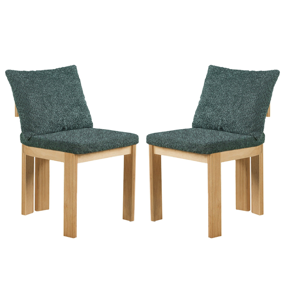Boucle upholstered dining chair set of 2 with rubber wood legs in blue boucle on Tampa Home & Garden Store