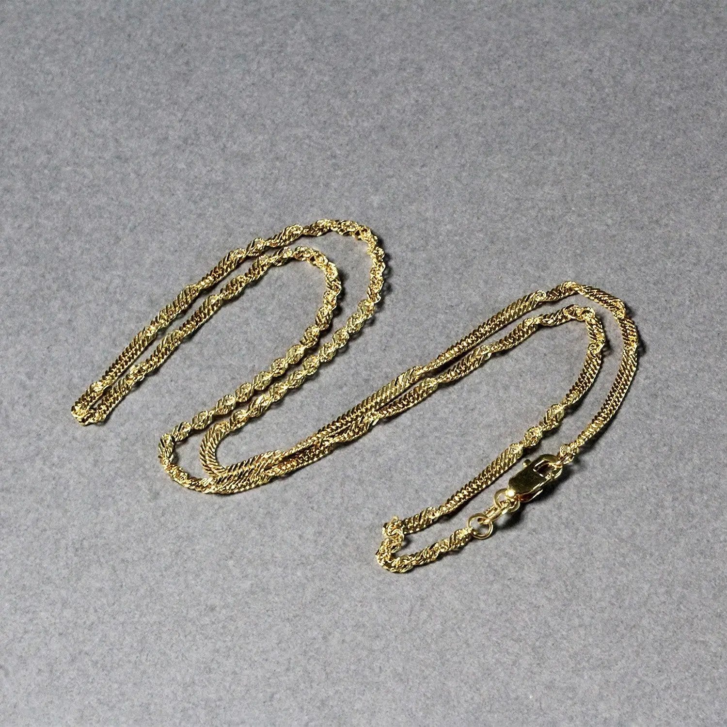 Two 10k yellow gold Singapore chain necklaces 1.80 mm with textured links, by Bids.com on Tampa Home & Garden Store