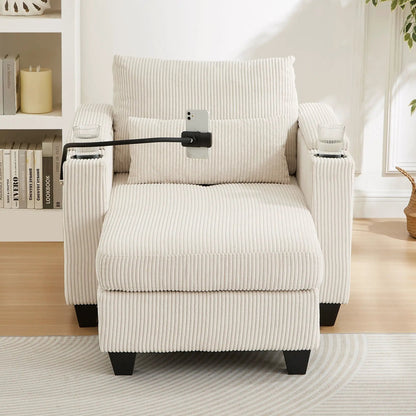 Convertible Chaise Lounge Chair With USB Ports