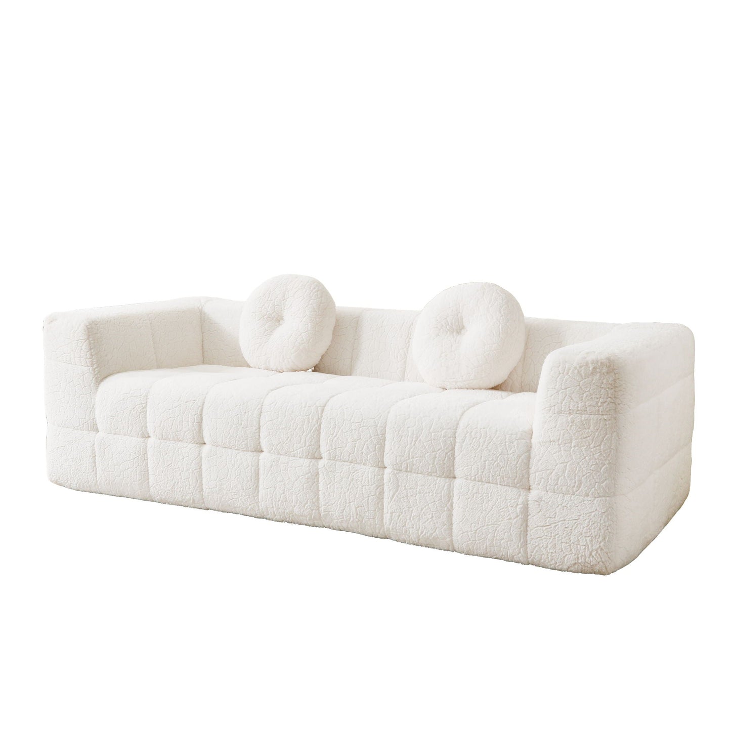 Boneless 3 Seater Sofa and Throw Pillows Beige
