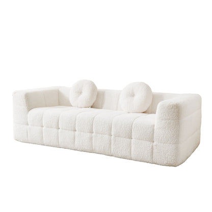 Boneless 3 Seater Sofa and Throw Pillows Beige